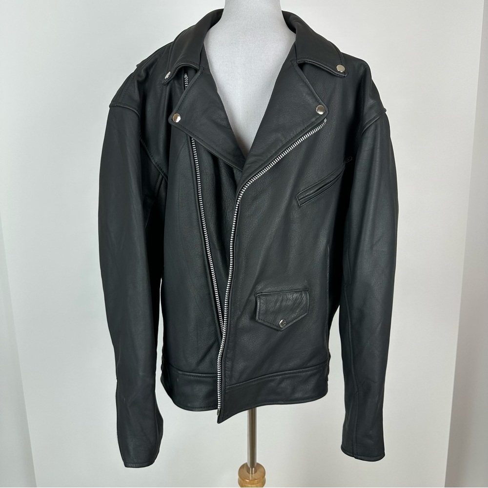 XELEMENT Advanced Motorcycle Gear Black Leather Motorcycle Jacket 2XL